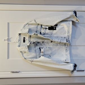 Women's Kut acid wash jean jacket, sz L